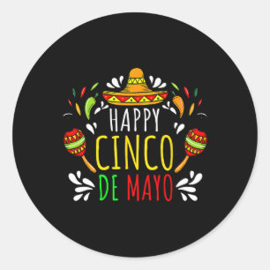 Sticker Rond Happy 5 De Mayo Lets Fiesta Viva Mexico Cinco De M
