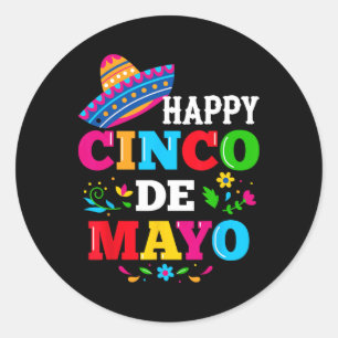 Sticker Rond Happy 5 De Mayo Lets Fiesta Viva Mexico Cinco De M