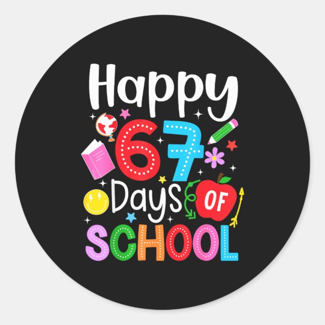 Sticker Rond Happy 67 Days Of School Funny Six Seven Meme Teach (Devant)