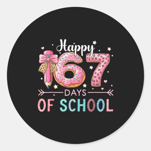 Sticker Rond Happy 67 Days Of School Six Seven Meme Boy Girl Te (Devant)
