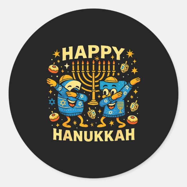 Sticker Rond Happy 67 Hanukkah Funny Holiday Meme Design  (Devant)