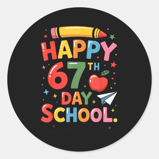 Sticker Rond Happy 67 Th Day Of School - I Survived 67 Days Of  (Devant)