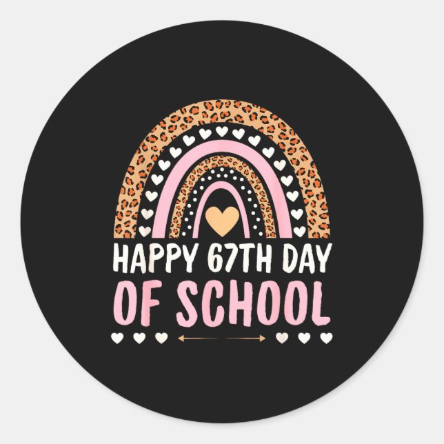 Sticker Rond Happy 67th Day Of School 67 Days Rainbow Teachers  (Devant)