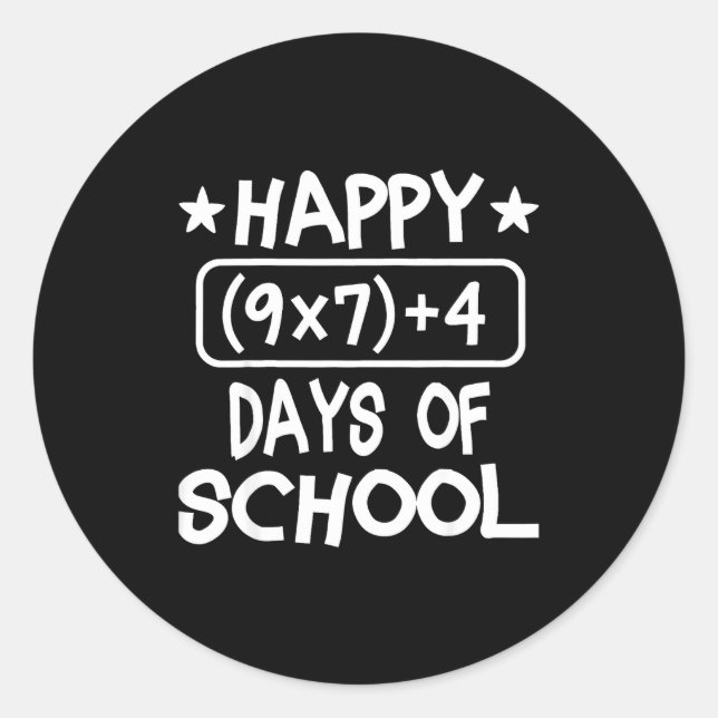 Sticker Rond Happy 67th Day Of School Six Seven Kids  (Devant)