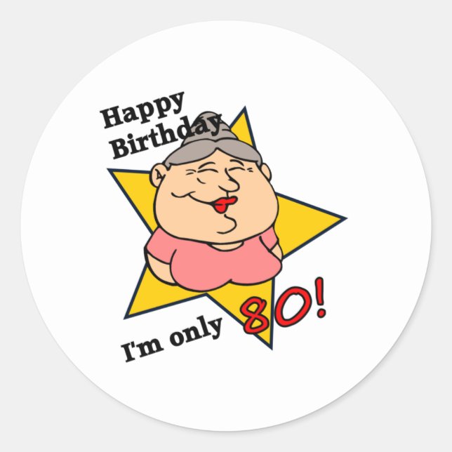 Sticker Rond Happy 80th Birthday (Devant)