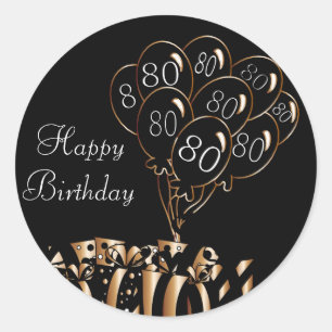 Sticker Rond Happy 80th Birthday