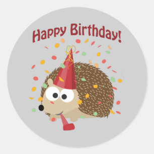 Sticker Rond Happy Anniversaire Confetti