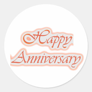 Sticker Rond HAPPY Anniversary : Elegant Texte Couleur Arrière