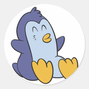 Sticker Rond Happy Baby pingouin choisir la couleur arrière -