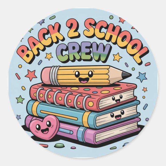 Sticker Rond Happy Back 2 School Crew (Devant)