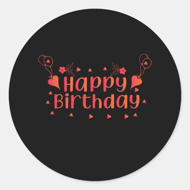 Sticker Rond Happy Birthday. (Devant)