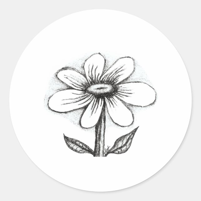 Sticker Rond Happy Birthday card for her with daisy (Devant)