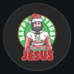 Sticker Rond Happy Birthday Jesus Cake Xmas Merry Christmas Gif<br><div class="desc">This "Happy Birthday Jesus Cake Xmas Merry Christmas Gift" is the perfect design for Religious People and Jesus Believer. Great gift idea for Christmas,  Birthdays and Any Occasions.</div>