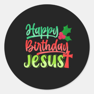 Sticker Rond Happy Birthday Jesus Xmas Merry Christmas Gift