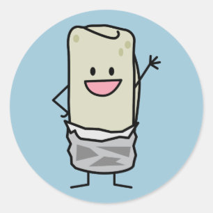 Sticker Rond Happy Burrito Waving Hello