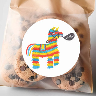 Sticker Rond Happy burro piñata dit "hola"