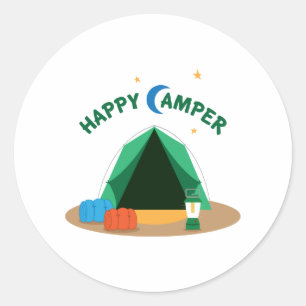 Sticker Rond Happy Camper