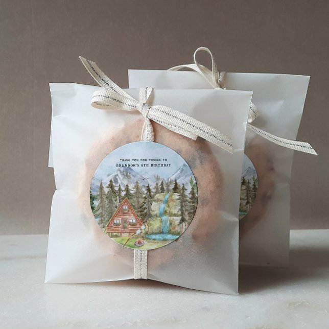 Sticker Rond Happy Camper | Camp Anniversaire Fête Merci Favori (Créateur téléchargé)