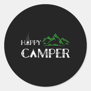 Sticker Rond Happy Camper - Camping Pour Hommes