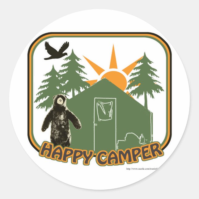 Sticker Rond Happy Camper Classic (Devant)