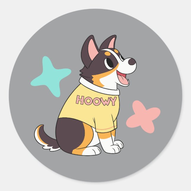 Sticker Rond Happy Cartoon Dog (Devant)