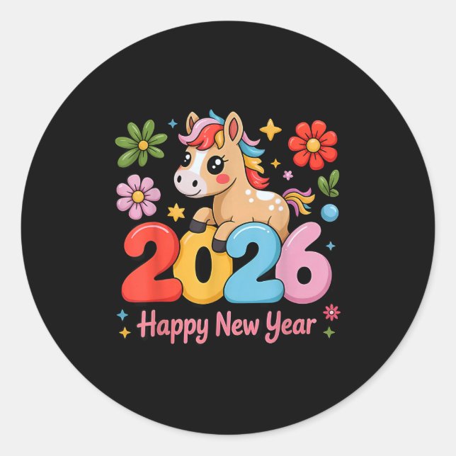 Sticker Rond Happy Chinese Lunar New Year 2026 Year Of The Fire (Devant)