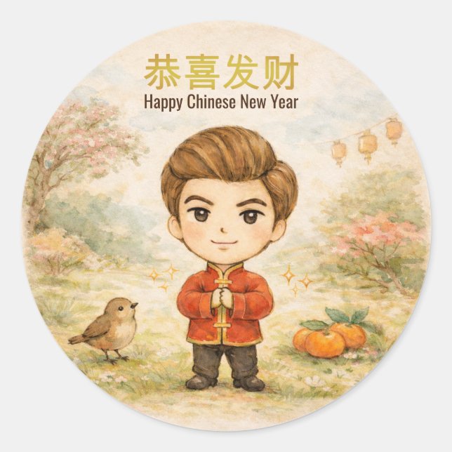 Sticker Rond Happy Chinese New Year (Devant)