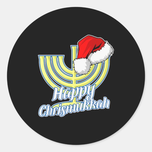 Sticker Rond Happy Christmukkah Hanukkah Christmas  (Devant)