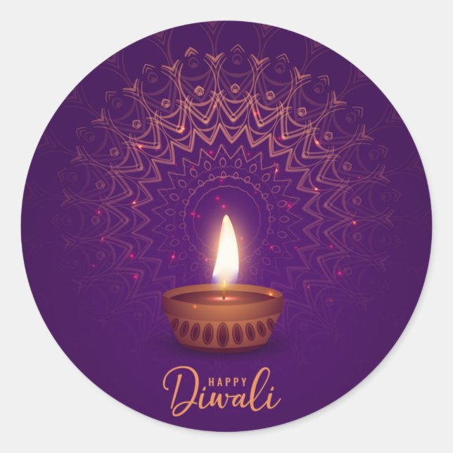 Sticker Rond Happy Diwali - Candle lit (Devant)