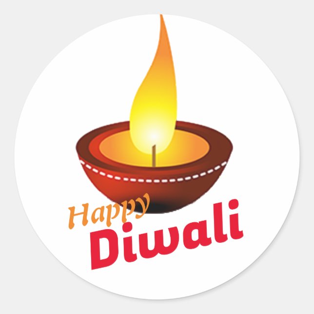 Sticker Rond Happy Diwali deepak (Devant)