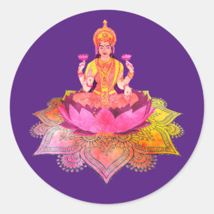 Sticker Rond Happy Diwali - Deepalavi Lakshmi Goddess 4
