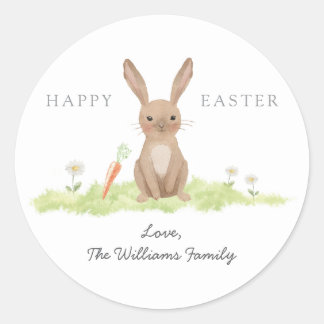 Sticker Rond Happy Easter Bunny Rabbit 