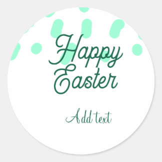 Sticker Rond Happy Easter green eggs pastel name date simple