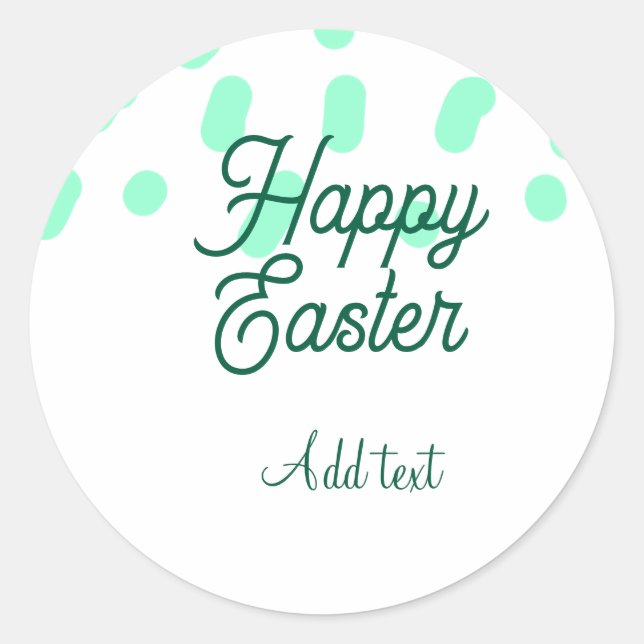 Sticker Rond Happy Easter green eggs pastel name date simple  (Devant)