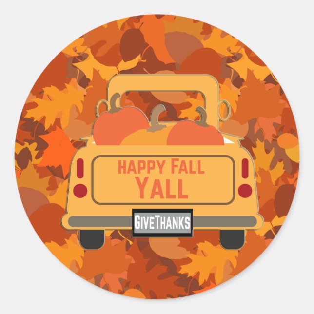 Sticker Rond Happy Fall Yall - 1 (Devant)