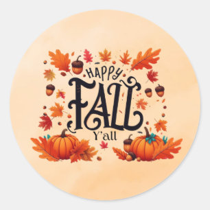 Sticker Rond Happy Fall Y'all classique