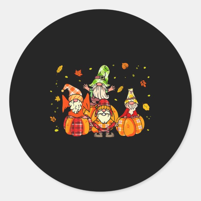 Sticker Rond Happy Fall Yall Shirt Buffalo Pumpkin Autumn Gnome (Devant)