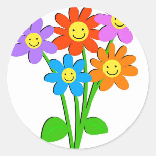 Sticker Rond Happy Flowers