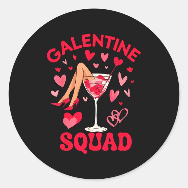 Sticker Rond Happy Galentines Squad Valentine's Girls Day Febru (Devant)