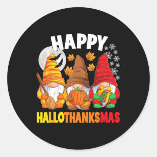 Sticker Rond Happy HalloThanksMas Halloween Thanksgiving Christ