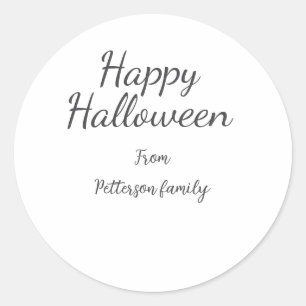 Sticker Rond Happy Halloween ajouter le nom de famille calligra