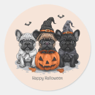 Sticker Rond Happy Halloween Bulldogs français