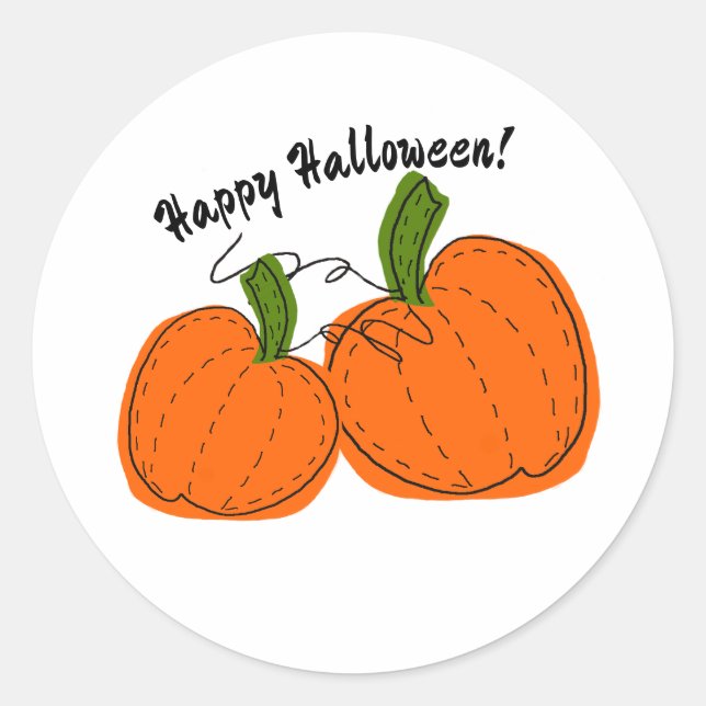 Sticker Rond Happy Halloween Citrouille Custom-Cut Vinyl Sticke (Devant)