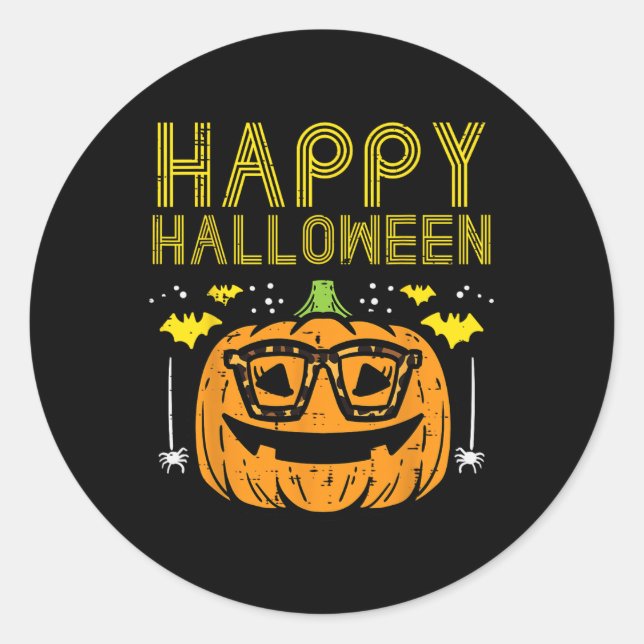 Sticker Rond Happy Halloween Citrouille lunettes costume femmes (Devant)