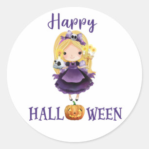 Sticker Rond Happy Halloween classique collant rond Princesse