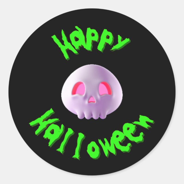 Sticker Rond Happy Halloween Crâne 3D  (Devant)