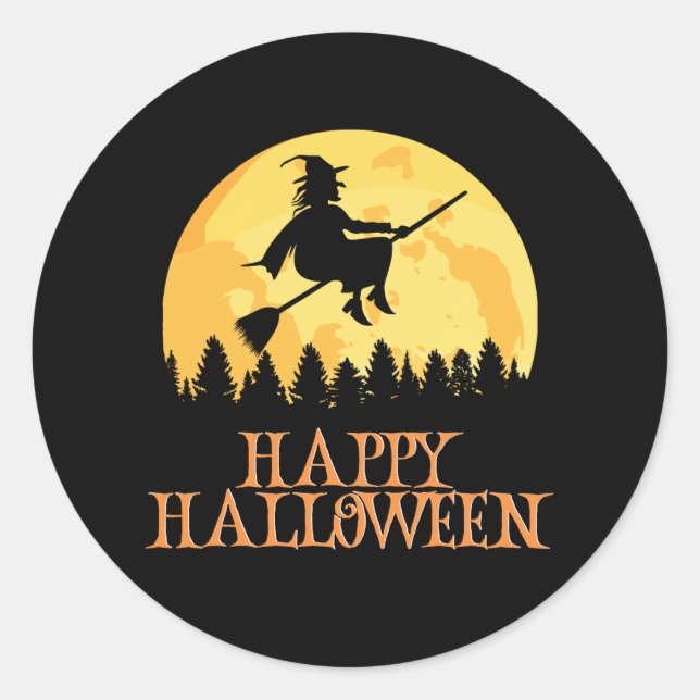 Sticker Rond Happy Halloween drôle caractère Déplaisant (Devant)