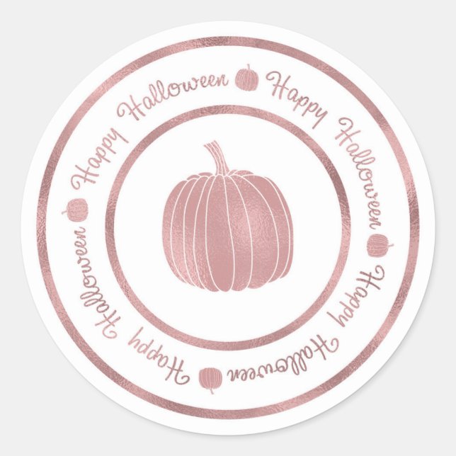 Sticker Rond Happy Halloween et Rose Citrouille Gold Glam tenda (Devant)
