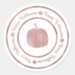 Sticker Rond Happy Halloween et Rose Citrouille Gold Glam tenda