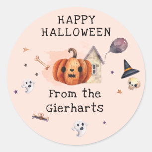 Sticker Rond Happy Halloween Famille Traite Personnalisé